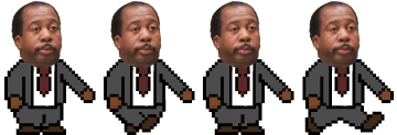 Sprites of character Stanley. There are four images, each one with a different position of character's legs in order to give the impression of walking